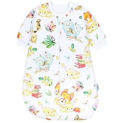Abbildung von TupTam Baby Ganzjahresschlafsack Rund OEKO TEX zertifizierte Materialien mit abnehmbaren Ärmeln 2.5 TOG unisex, Farbe: Bären/Füchse/Mint, Größe: 56 62