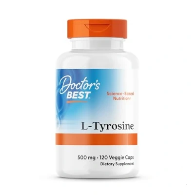 Abbildung von Doctor&#039;s Best, L Tyrosine, 500mg, 120 vegane Kapseln, Aminosäure, Laborgeprüft, Glutenfrei, Sojafrei, Vegetarisch, Ohne Gentechnik