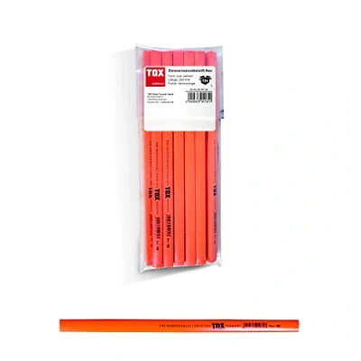 Abbildung von TOX Neo Zimmermannsbleistift, oval vierkant, Neonfarbe Orange, Härtegrad medium, für Strichbreiten von 1 2 mm, ungespitzt, 250 mm lang, 09790100