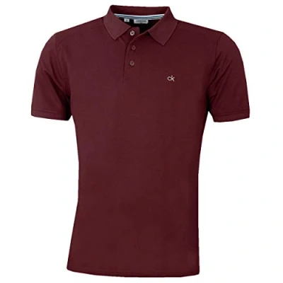 Abbildung von Calvin Klein Herren Campus 3 Knopf Kragen Polo Hemd Burgundy XXXL