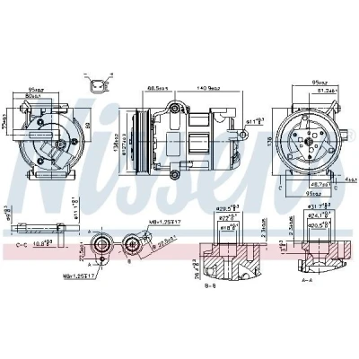 Abbildung von NISSENS 890698 Kompressor SD7V16 12 PAG 46 R 134a FORD: Transit Mk6 Minibus, Van