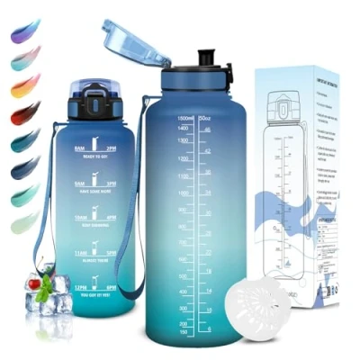 Abbildung von Motswedi Trinkflasche Sport, 1500 ml BPA Frei, Trinkflasche, Kohlensäure Geeignet, Sport Auslaufsicher, Wasserflasche für Yoga, Schule, Fahrrad, Kinder, Outdoors, Blaugrün