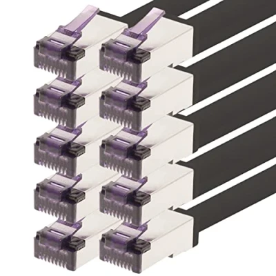 Abbildung von 1aTTack.de 0,5m CAT6a Superflex Ethernet Gigabit LAN Netwerkkabel RJ45 CAT6 A Patchkabel 10000 Mbit s SFTP PIMF 500 MHz kompatibel zu CAT5 schwarz 10 Stück