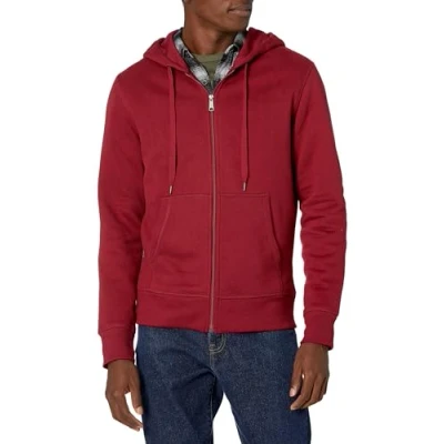 Abbildung von Amazon Essentials Herren Fleece Kapuzenpulli mit durchgehendem Reißverschluss (erhältlich in den Größen Big &amp; Tall), Rot, S