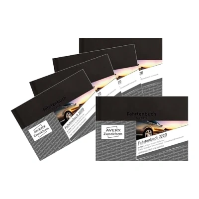 Abbildung von AVERY Zweckform 222D 5 Hardcover Fahrtenbuch (für PKW, vom Finanzamt anerkannt, A6 quer, 80 Seiten230 Fahrten, für Deutschland &amp; Österreich zur Abgrenzung privater/geschäftlicher Fahrten) 5er Pack