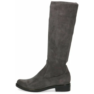 Abbildung von CAPRICE Damen Hohe Stiefel ohne Absatz Kniehoch Vegan, Grau (Dk Grey Str.), 41 EU