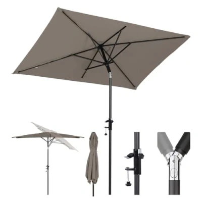 Abbildung von Sekey 200 x 125 cm Sonnenschirm Balkon, Rechteckig mit Halterung Sonnenschirmhalter für Terrasse und Garten, Windfest Kippbar UPF 50+