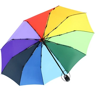Abbildung von iX brella extra Stabiler Regenschirm 10 teilig Auf Zu Automatik Regenbogen bunt