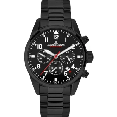Abbildung von JACQUES LEMANS Herrenuhr Chronograph Sport Schwarz 42 2H