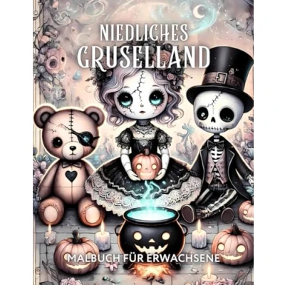 Abbildung von Niedliches Gruselland Malbuch für Erwachsene: Verspielte Designs mit gruseligen Kreaturen, kuriosen Monstern, gotischen Puppen, Häusern, verwunschenen Schlössern und vielem mehr
