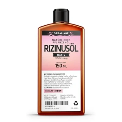 Abbildung von Rizinusöl 150 ml 100% nativ kalt gepresst Ricinus Communis Orgaliane