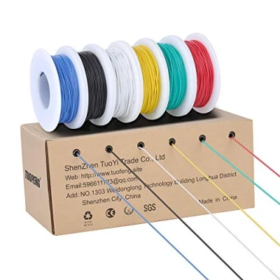 Abbildung von TUOFENG 30 AWG Elektronik kabel set, 0,05mm² Flexibler Silikondraht,Jede Farbe 20 Meter Spulen, 60V Verzinnter Kupferdraht