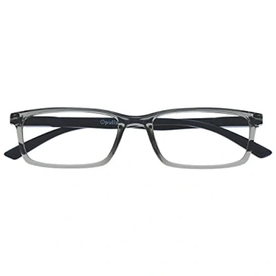 Abbildung von OPULIZE See Brille Blaulichtfilter Schmal Rahmen Federscharniere Verbessern Den Schlaf Computerbrille Gaming Entspiegelt Grau Herren Damen B9 7+0.00