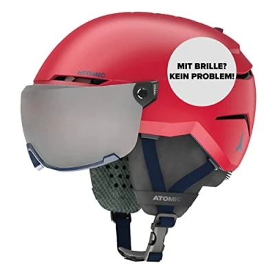 Abbildung von ATOMIC SAVOR VISOR JR Skihelm mit Visier Rot Größe XS Für Kinder &amp; Jugendliche Max. Stoßdämpfung Active Aircon Belüftung Brille High End Verspiegelung