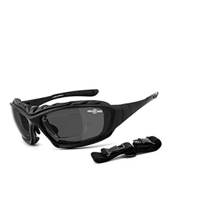 Abbildung von Chillout Rider® Motorradbrille, Motorrad Sonnenbrille Bikerbrille, Multifunktionsbrille beschlagfrei, winddicht, bruchsicher inkl. Brillenclip (smoke)