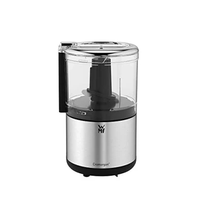 Abbildung von WMF Küchenminis Zerkleinerer, Cromargan matt, platzsparender Multizerkleinerer mit Einhandbedienung, abnehmbarer Behälter (0,3l), 65 W