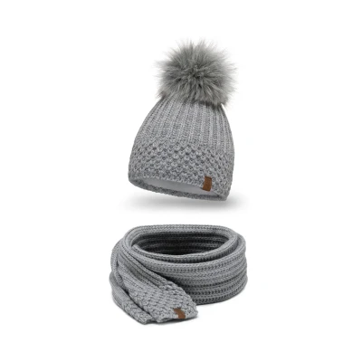 Abbildung von Vivisence 7016 SET Schal, Damen, Größe: One Size, Light grey