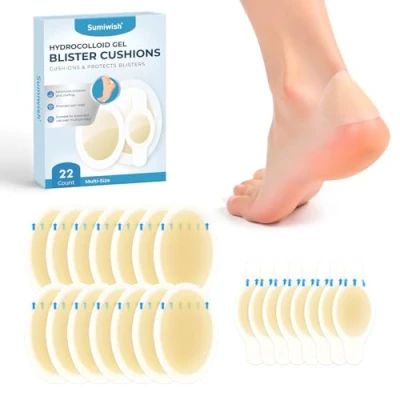 Abbildung von Sumiwish Blasenpflaster Extreme 22 ct Hydrokolloid Wasserdichte Blasenpolster für Ferse, Zehen und Füße, extra starker Schutz schnelle Erholung