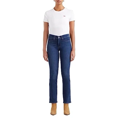Abbildung von Levi&#039;s 314 Shaping Straight Jeans Slim Fit, Damen, Größe: 27x32, Lapis dark horse blue