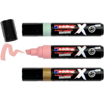 Abbildung von edding X Multimarker Pastel Colour Set 3 mit pigmentierter Tinte auf Wasserbasis Keilspitze 2 10 mm für T Shirts, Sneaker, Handyhüllen und mehr