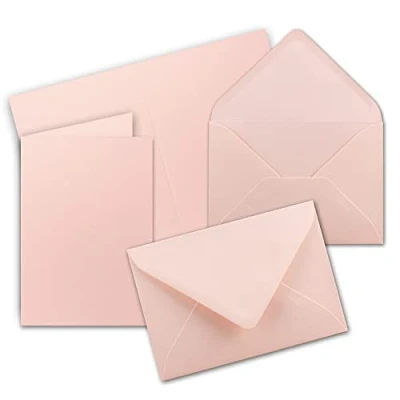 Abbildung von 10x DIN B6 Faltkarten Set mit Umschlägen Rosa 115 x 170 mm ideal für Einladungskarten, Hochzeit, Taufe, Kommunion, Konfirmation Marke: FarbenFroh