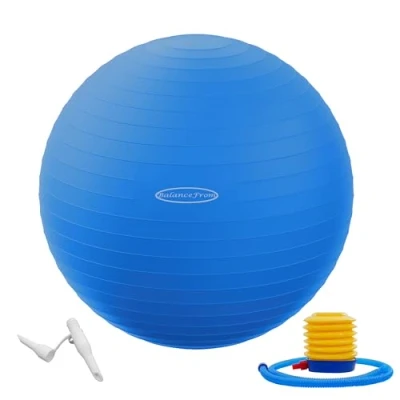 Abbildung von BalanceFrom Anti Platz und Rutschfester Gymnastikball Yoga Ball Fitnessball Geburtsball mit Schnellpumpe, 0,9 kg Kapazität, blau, 48 55 cm, M