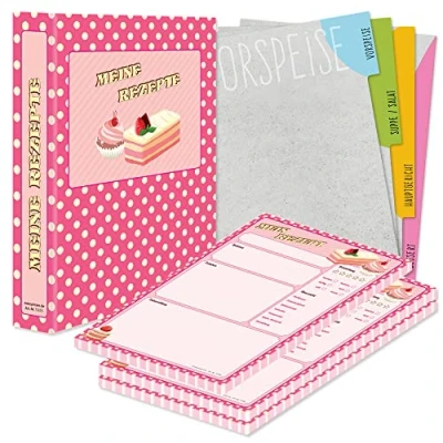 Abbildung von PRICARO Rezeptordner Komplett Set &quot;Retro&quot;, A4, 8 teilig