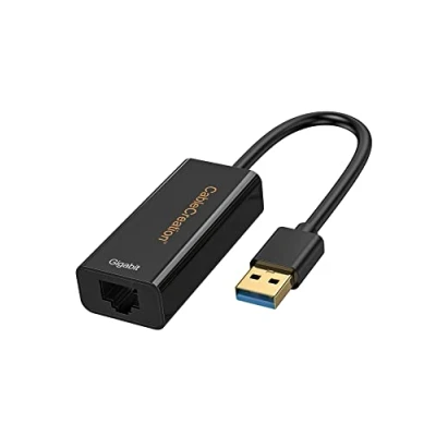 Abbildung von CableCreation USB 3.0 LAN Adapter, auf RJ45 10/100/1000 Gigabit Ethernet Netzwerkadapter Kompatibel mit Windows, Mac, MacOs X, Vista, Linux, XP usw. Vergoldeter/Schwarz