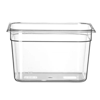Abbildung von HENDI Gastronormbehälter, Temperaturbeständig von 40 bis 110C, Skalierung, Geruchs und geschmackneutral, 12,5L, Polycarbonat, GN 1/2, 325x265x(H)200mm, Transparent
