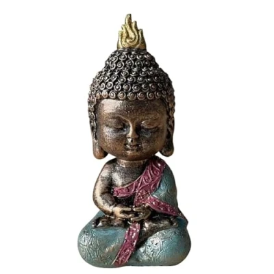 Abbildung von Zen&#039;Light Baby Budha Dekoration Zen und Feng Shui für eine entspannende spirituelle Atmosphäre Geschenkidee Glücksbringer Höhe: 14 cm Farbe: grün braun