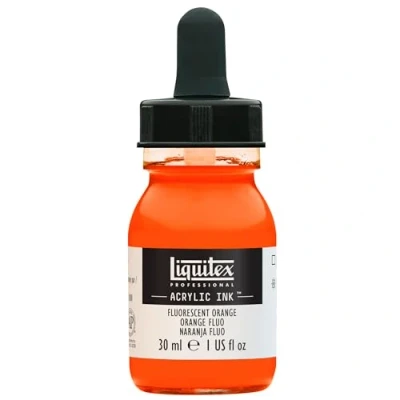 Abbildung von Liquitex 4260982 flüssige Professional Acrylfarben Ink, Tusche, 30 ml, hochpigmentierte Airbrushfarbe, Fluo Orange