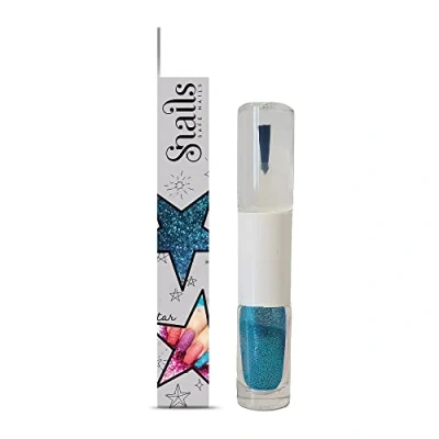 Abbildung von Snails 510216 Kinder Glitzernagellack 2in1, blau, Top Coat &amp; Glitzerpuder, Peel Off Formel, abziehbar, auf Wasserbasis, unbedenklich, vegan