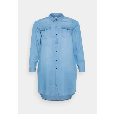 Abbildung von Vero Moda Curve Vmsila Short Dress Jeanskleid, Damen, Größe: 46, Light blue denim