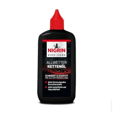 Abbildung von NIGRIN BIKE CARE Allwetter Kettenöl, 100 ml Flasche, Fahrradkettenöl, verringert Reibung, macht Fahrradketten leichtläufig
