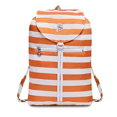 Abbildung von Invicta Tagesrucksack, Backpack für Reise Ausflüge &amp; Freizeit; Damen Herren, mit Hüftgurt faltbar weiß/orange, zweifarbiges Muster, 8 LT, Extra leicht, MINISAC NEXT