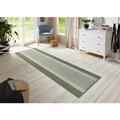 Abbildung von Hanse Home Teppich Läufer Band 80x500cm Teppichläufer Weicher Kurzflor Modernes Design für Flur, Schlafzimmer, Kinderzimmer, Badezimmer, Wohnzimmer, Küche Dekoläufer Grün