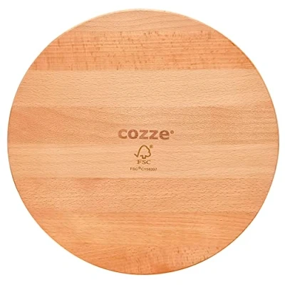 Abbildung von cozze® Premium Buchenholz Pizzabrett Ø35cm, 12mm dick Ideal für Pizza, Tapas und Käse, LFGB zertifiziert