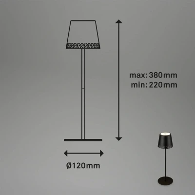 Abbildung von BRILONER LED Akku Tischleuchte 2 in 1, Stufenweise Dimmbar, Touch, Mobiles Licht, Tischlampe Aussen, kabellos, Schwarz