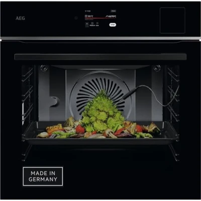 Abbildung von AEG Wifi Einbau Dampfbackofen, Multidampfgarer, Serie 8 Touch Swipe Display, mit Schritt für assistiertem Kochen, Made in Germany,100% Auto Dampf &amp; SousVide, App Rezepte, TP8SB73ZAB