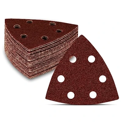 Abbildung von Delta Schleifdreiecke │ 50 Stück 6 Loch 93 x mm Korn 40 für Deltaschleifer Schleifblätter dreieckige Schleifpads Schleifpapier