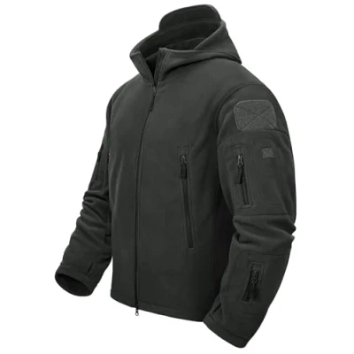 Abbildung von TACVASEN Herren Fleecejacke Military Outdoor Winddichte Jacke mit Kapuze Gr. XL, Grau