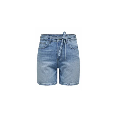 Abbildung von ONLY Damen Jeans Shorts ONLGianna Belted Kurze Jeanshose Bermuda mit Gürtel 15340706 Medium Blue Denim M