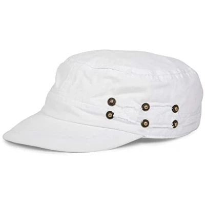 Abbildung von styleBREAKER Military Cap im Washed Destroyed Used Look, Vintage, Risse und Löcher, verstellbar, Unisex 04023011, Farbe:Weiß