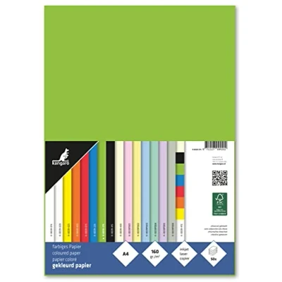 Abbildung von kangaro Tonpapier Grün DIN A4 160g/m² FSC mix 50 pack Briefpapier Bastelpapier DIY K 0039 275 29.7x21x1