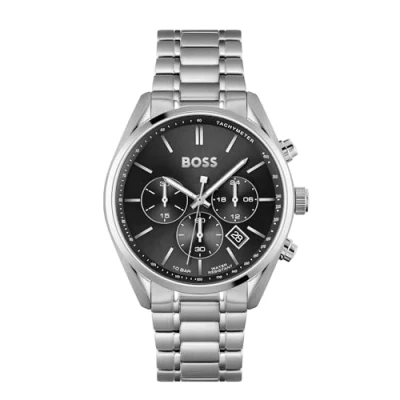 Abbildung von BOSS Champion Chronograph silvercoloured/black, Herren, Größe: One Size, Silver coloured/black