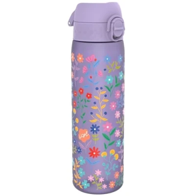 Abbildung von Ion8 Trinkflasche, 500 ml, Auslaufsicher, Einhandöffnung, Sichere Verriegelung, Spülmaschinenfest, BPA frei, Tragegriff, Klappdeckel, Leicht zu Reinigen, Klimaneutral, Zarte Blumen