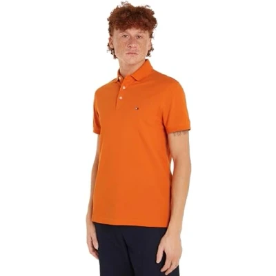 Abbildung von Tommy Hilfiger 1985 Slim Polo Kurzarm Poloshirts Herren, Orange (Bonfire Orange), 3XL