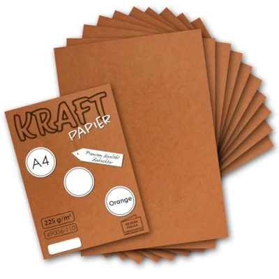 Abbildung von 25x Vintage Kraftpapier in Orange/Rostrot DIN A4 21 x 29,7 cm 210 297 mm 240 g/m² natur Recycling Papier, ökologisch Bastel Karton Einzel Karte UmWelt by GUSTAV NEUSER