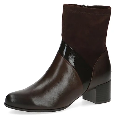 Abbildung von CAPRICE Damen Stiefeletten mit Absatz Climotion aus Leder Kleiner Weite G, Braun (Dk Brown Comb), 41 EU