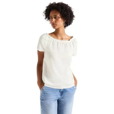 Abbildung von STREET ONE Damen A345794 Leinenmix Bluse, Off White, 44